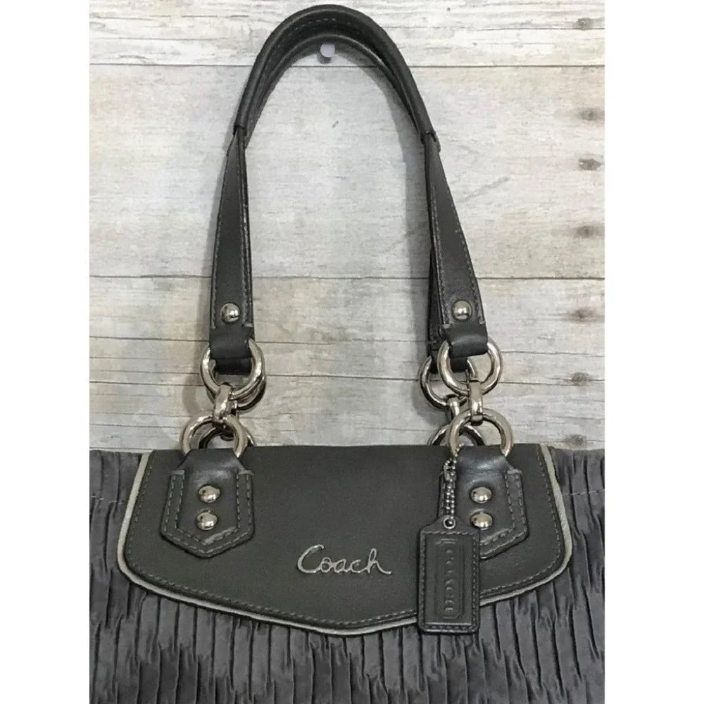 Coach Ashley Gray Gathered Bag Carryall Satchel Handbag Purse F20050